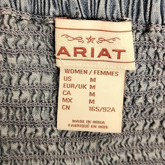 Ariat Blue Ruffled Elastic Tube Top Womens Sz M Paisley Print Dress Country Girl - Picture 4 of 14